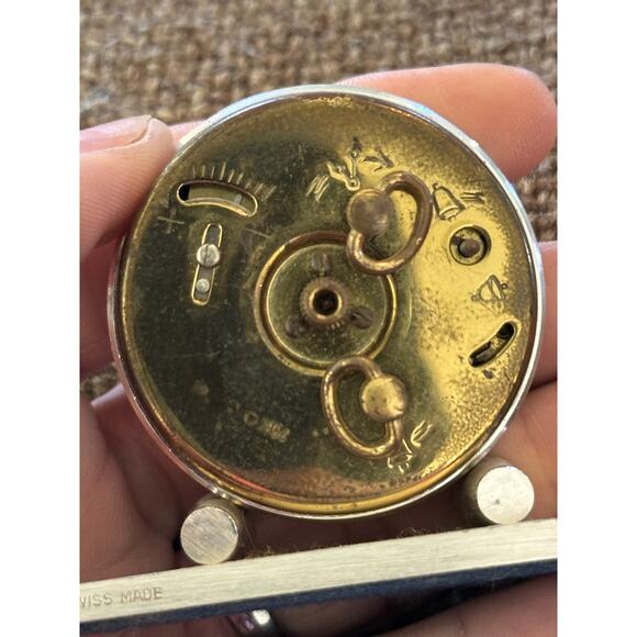 1954 Sheffield Flower Design West Germany Small Travel Alarm Clock - Picture 6 of 7